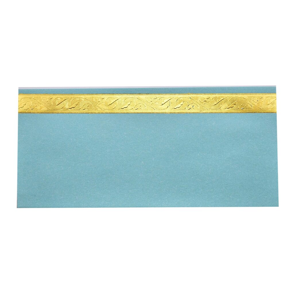 Enveloppe A6 Turquoise With Bande En Or (17.7cmx8.2cm) 1PC