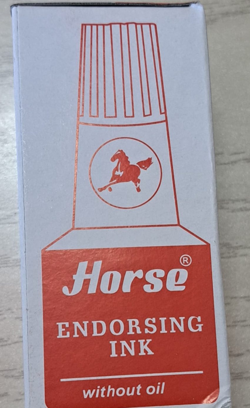 Horse endorsing ink red